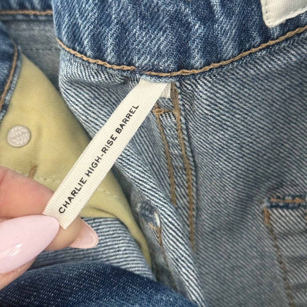 rag & bone High-Rise Barrel Jeans in Medium Blue - Picture 6 of 10